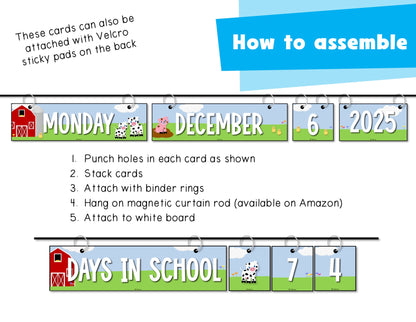 Farm Theme Daily Flip Calendar Classroom Printable | Days in School