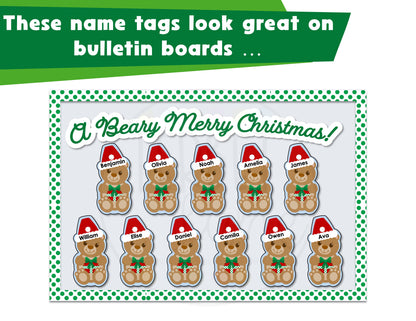 Editable Christmas Bear Cubby Tags | Winter Cubby Name Tags