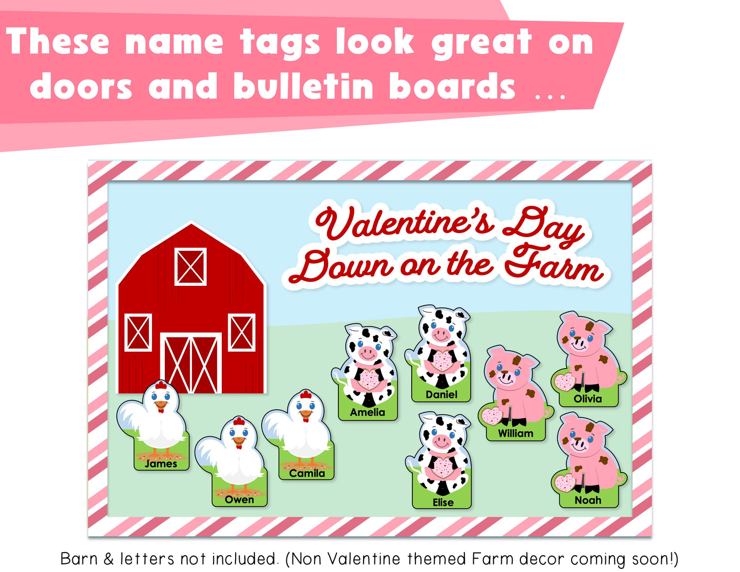 Editable Farm Themed St. Valentines Cubby Tags