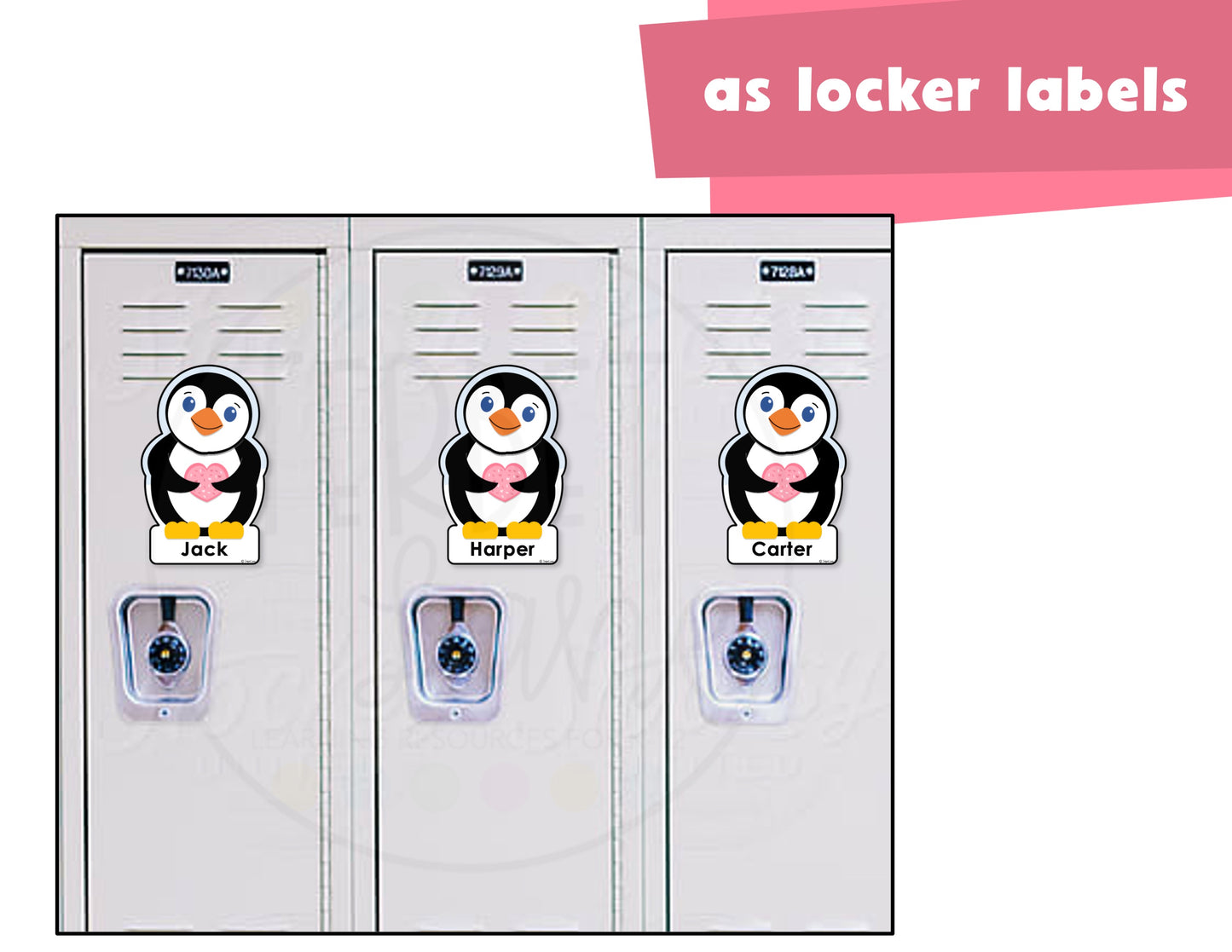 Editable Valentine Penguin Cubby Tags | Valentines Day Bulletin Board or Door Decoration