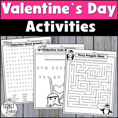 Valentines Crossword Puzzle | Valentine Maze | Valentines Crack the Code