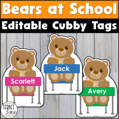 Editable Bears at School Cubby Tags | Fall Cubby Tags