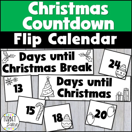 Christmas Countdown Calendar Christmas Break Countdown Flip Calendar