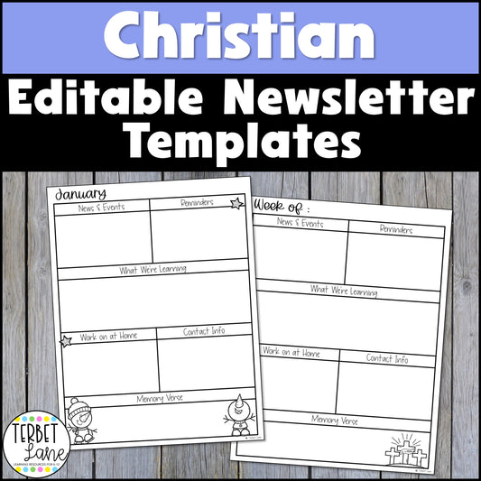 Christian Themed Monthly Weekly Newsletter Templates Editable
