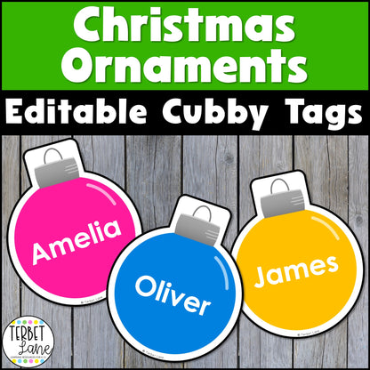 Editable Christmas Ornament Cubby Tags | Locker Labels