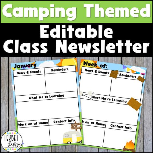 Camping Themed Monthly Weekly Newsletter Templates Editable