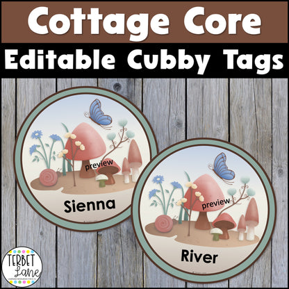 Editable Cottage Core Cubby Name Tags | Locker Labels