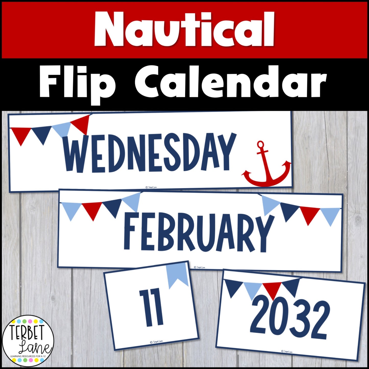 Nautical Theme Flip Calendar Classroom Printable | Days in School