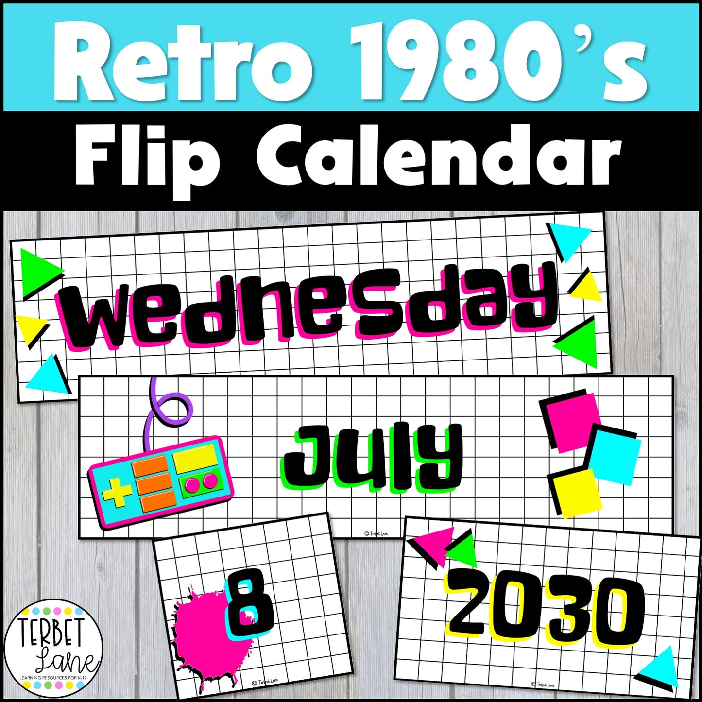 Retro 1980's Flip Calendar Classroom Printable