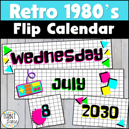 Retro 1980's Flip Calendar Classroom Printable