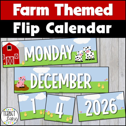 Farm Theme Daily Flip Calendar Classroom Printable | Days in School