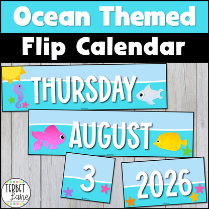 Under the Sea Daily Flip Calendar Classroom Printable | Ocean Theme Days in School