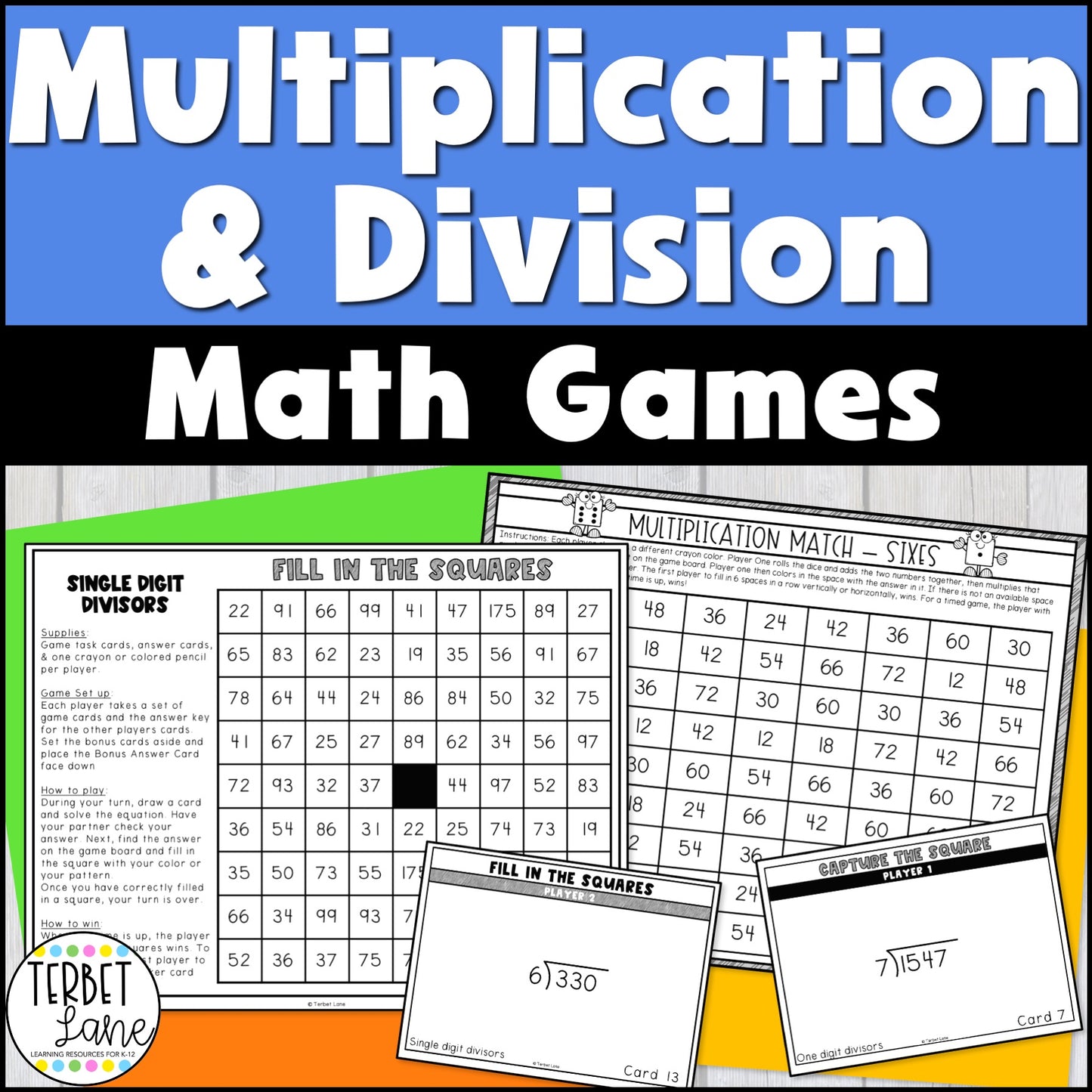 Multiplication and Long Division Math Games Bundle