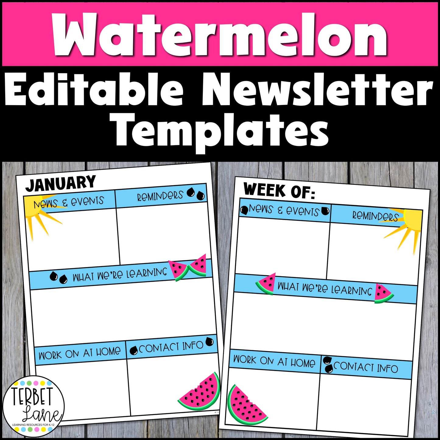 Watermelon Class Newsletter Template Editable