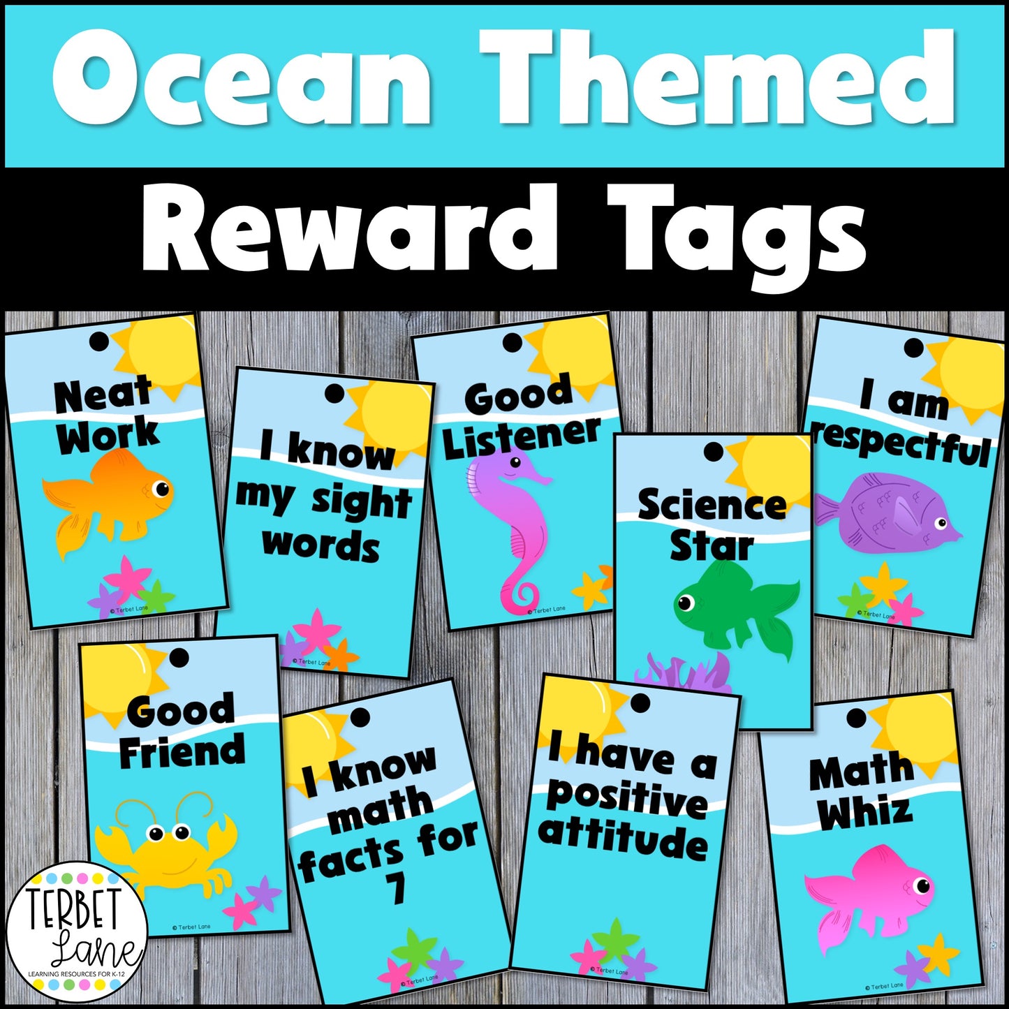 Ocean Themed Reward Tags