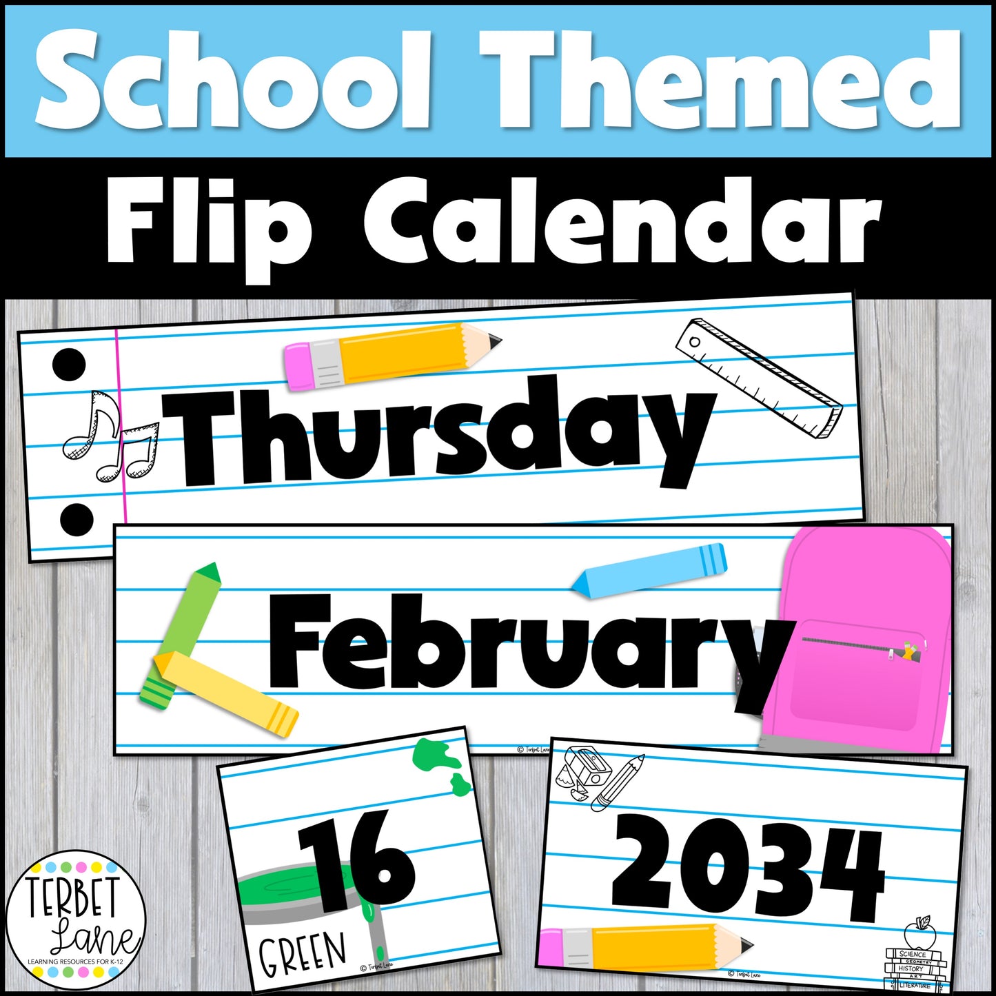 School Theme Daily Flip Calendar Classroom Printable Days in School Counter