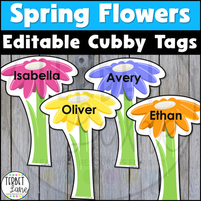 Editable Spring Cubby Tags | Locker Labels