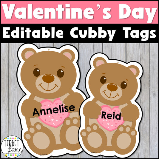 Editable Valentine Cubby Tags | Winter Cubby Name Tags