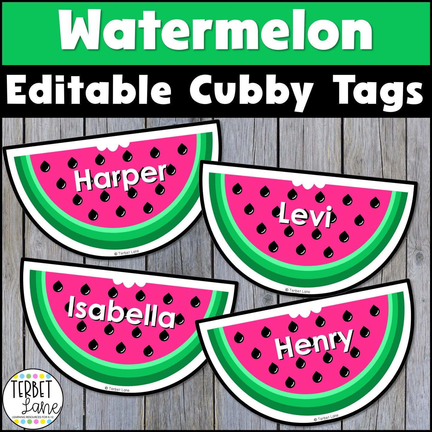 Editable Watermelon Themed Summer Cubby Tags | Locker Labels