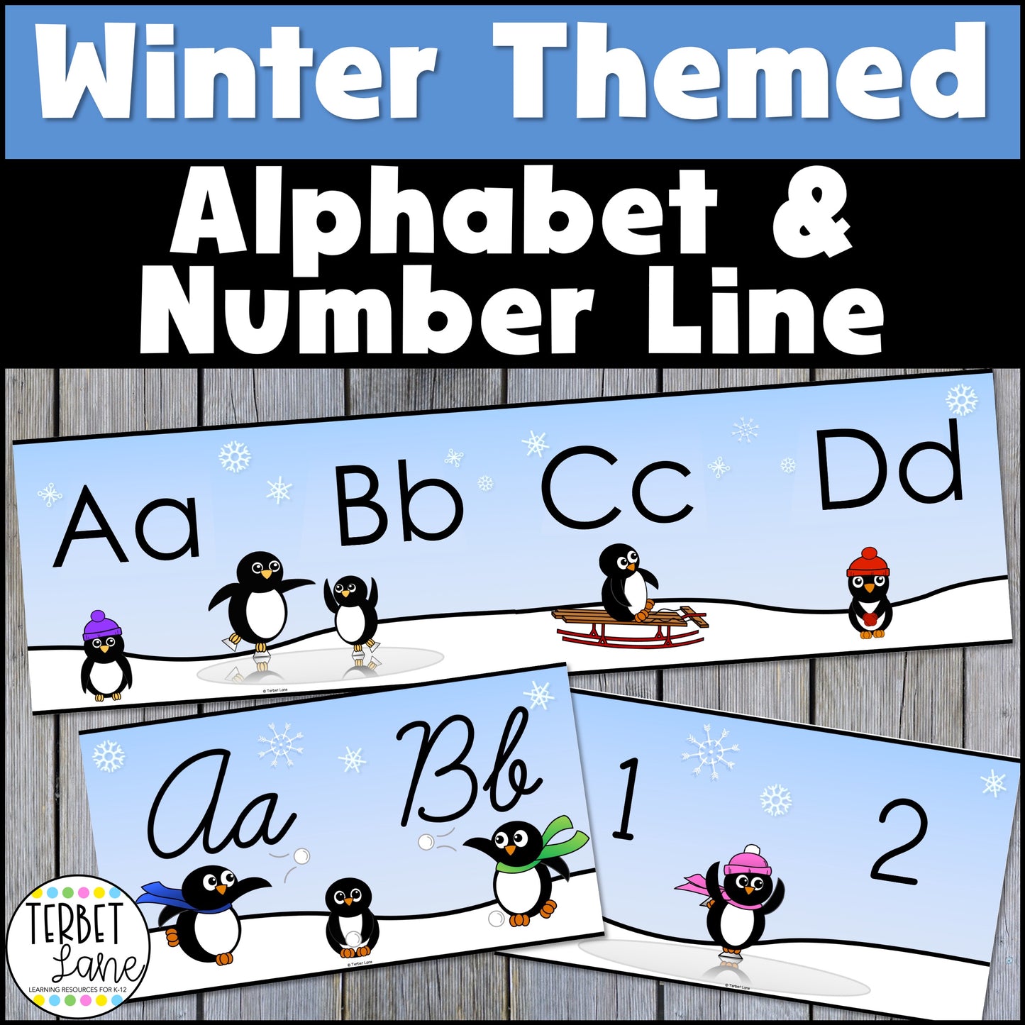 Winter Themed Alphabet Line Cards