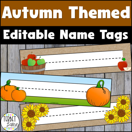 Fall Themed Editable Desk Name Tags