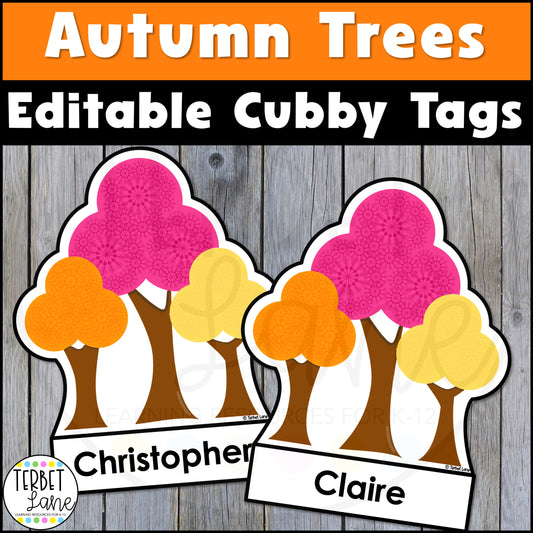 Editable Fall Trees Cubby Tags | Locker Labels