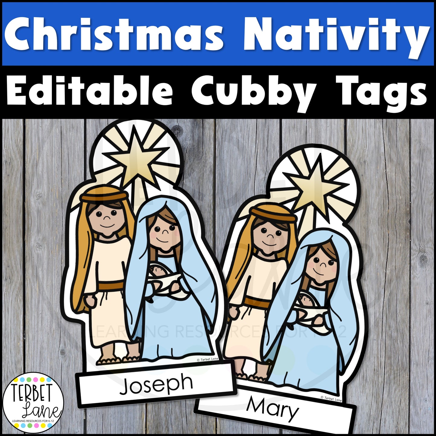Editable Christmas Nativity Cubby Name Tags | Christian Name Labels