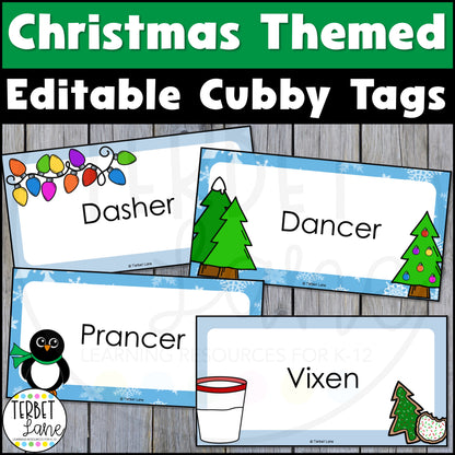 Editable Christmas Cubby Tags