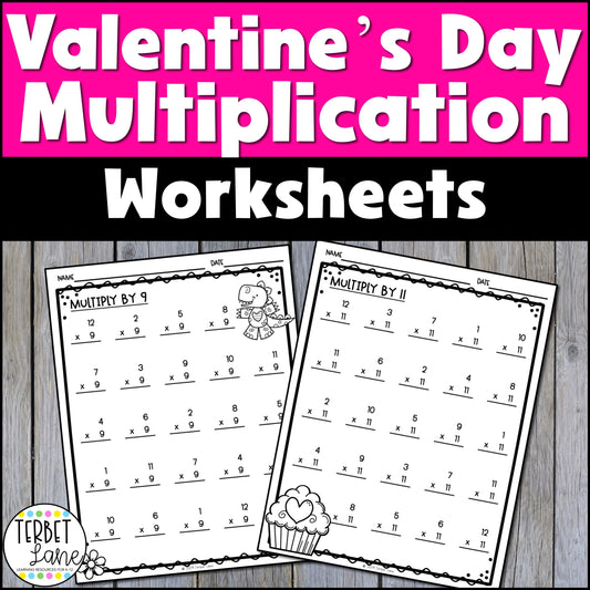 Valentine's Day Multiplication Math Worksheets