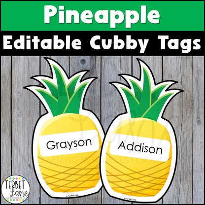 Editable Pineapple Cubby Tags