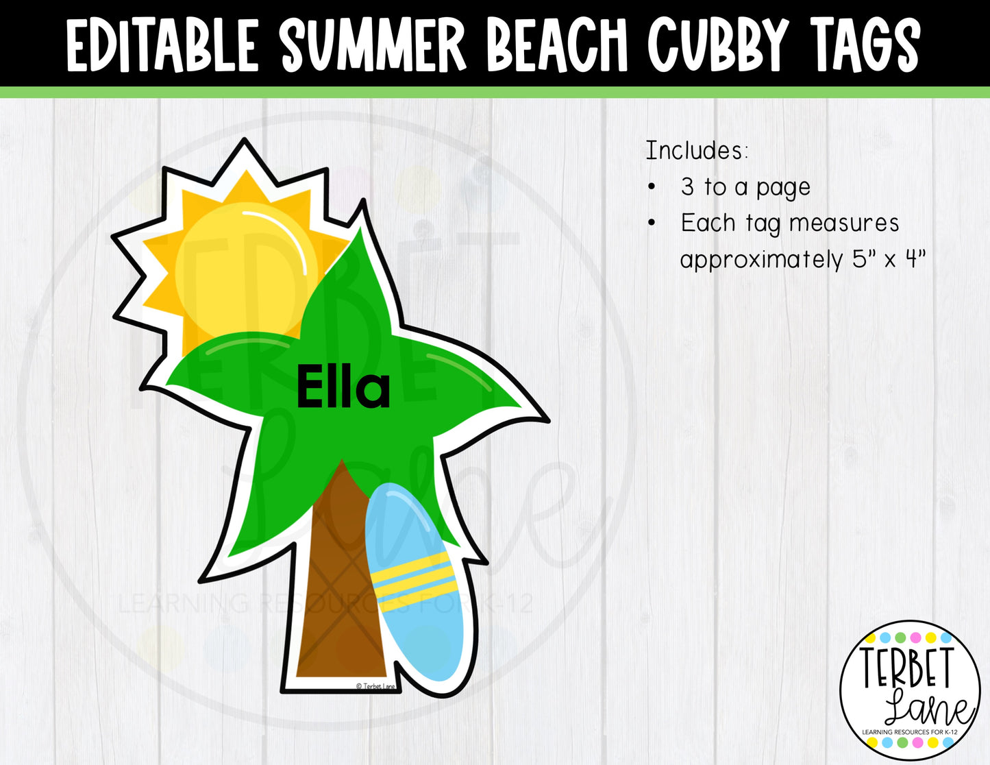 Editable Summer Beach Cubby Tags | Locker Labels