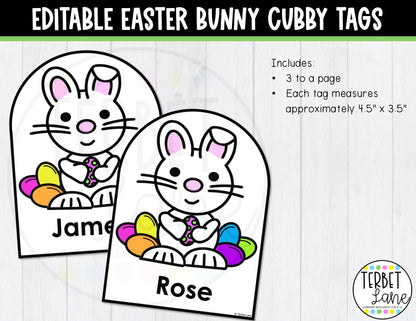 Editable Easter Bunny Cubby Tags | Locker Labels
