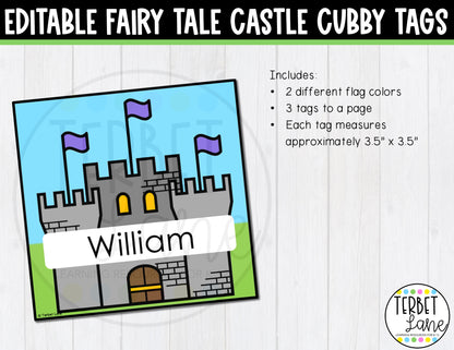 Editable Fairy Tale Castle Cubby Tags