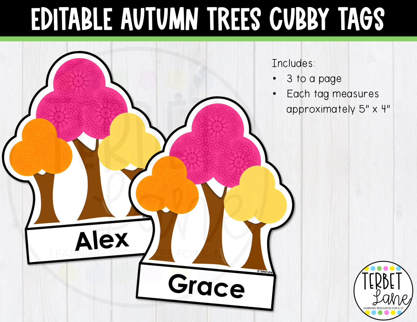 Editable Fall Trees Cubby Tags | Locker Labels