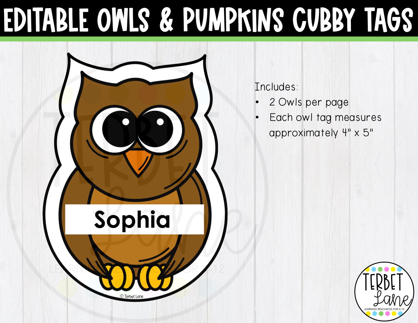 Editable Owls and Pumpkins Fall Cubby Tags | Locker Labels