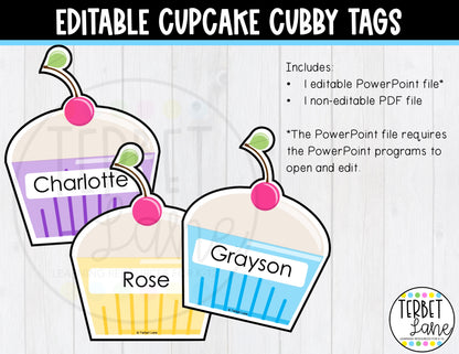 Cupcake Cubby Tags