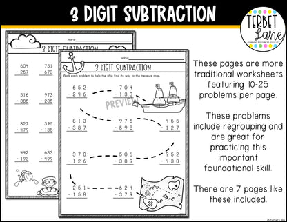 3 Digit Subtraction With Regrouping Math Worksheets
