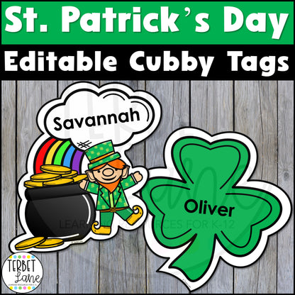 Editable St. Patrick's Day Cubby Tags