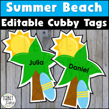 Editable Summer Beach Cubby Tags | Locker Labels