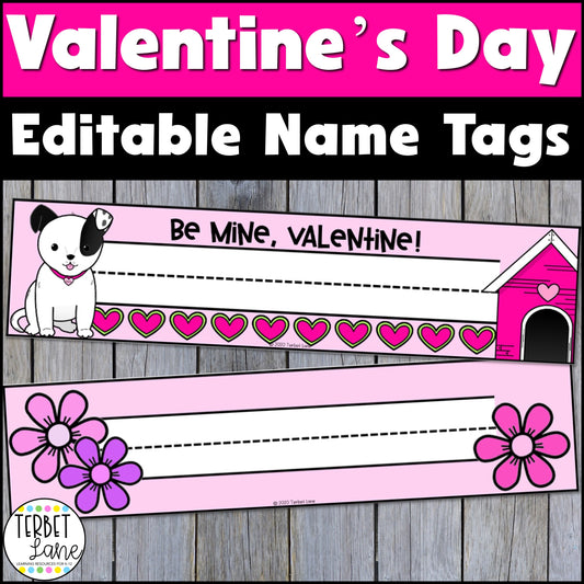 Valentine's Day Editable Desk Name Tags